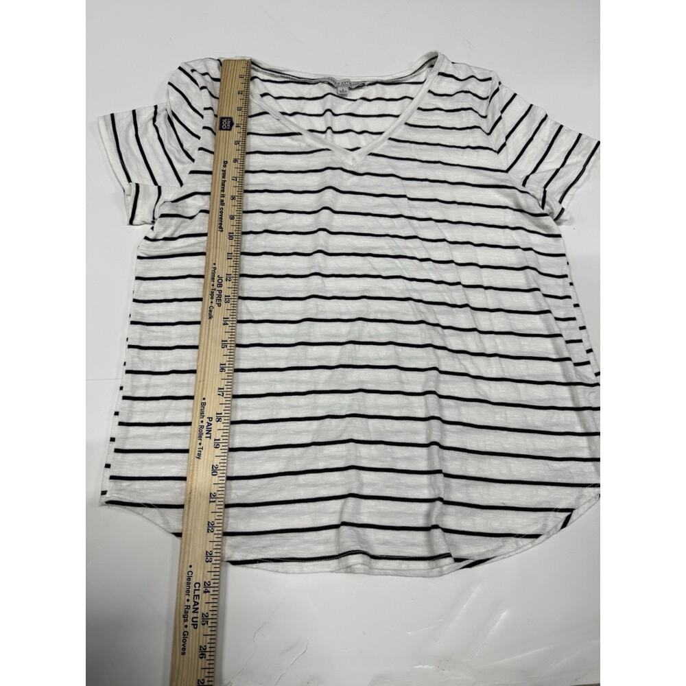 Green Envelope Los Angeles Black/White Striped Top L Short Sleeve - Picture 2 of 6